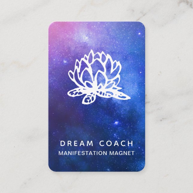 *~* Floral QR Night Celestial Galaxy Sky Lotus Business Card (Front)