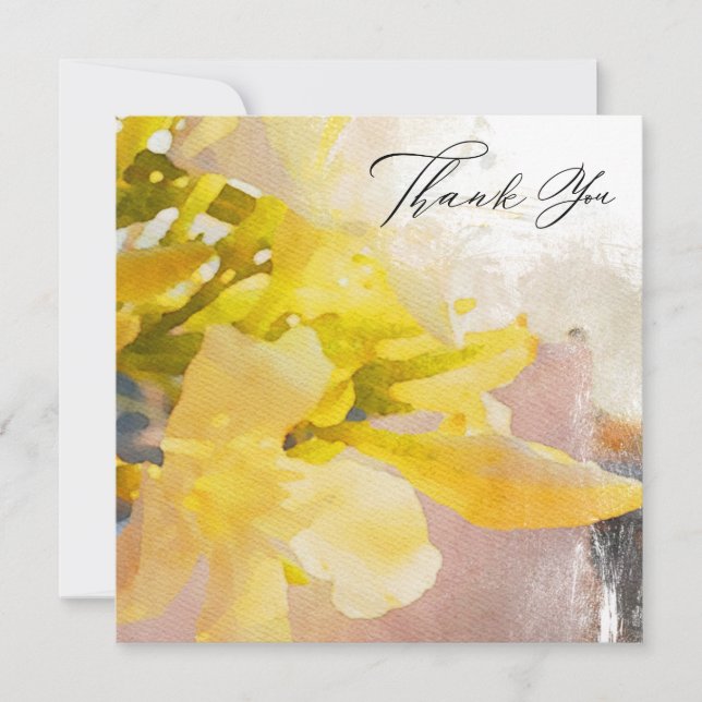 *~* Floral QR + PHOTO AR15 Elegant Artsy Wedding Thank You Card (Front)