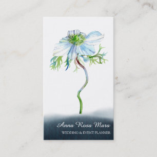 *~* Floral QR White Anemone Wedding Event Planner Business Card