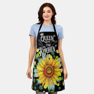 Floral Queen Apron, Cute Kitchen Gift for Women Apron