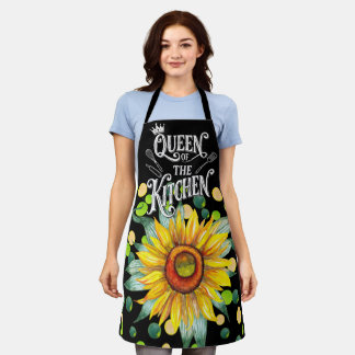 Floral Queen Apron, Cute Kitchen Gift for Women Apron