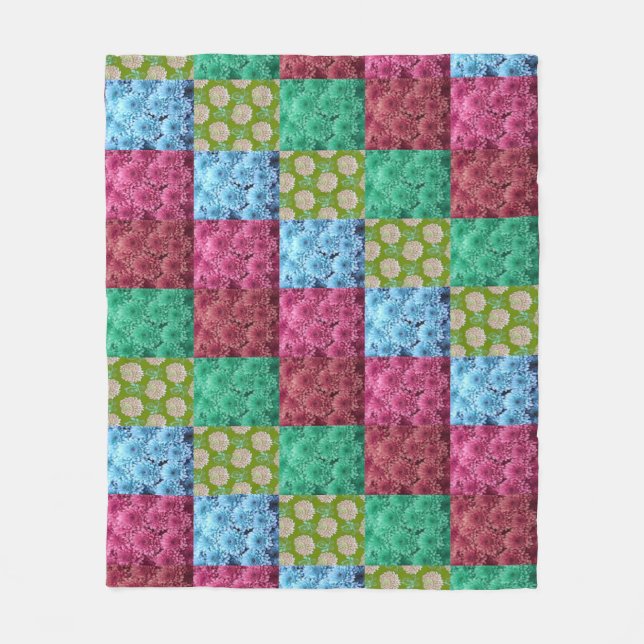 floral quilt design fleece blanket (Front)