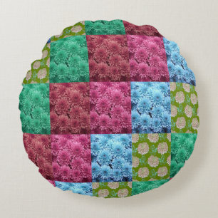 floral quilt design round cushion