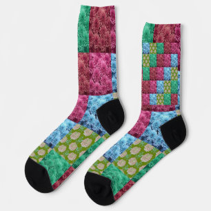floral quilt design socks