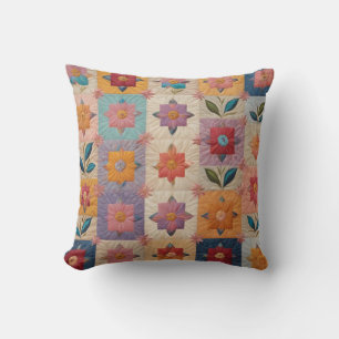 Floral quilt pattern cushion