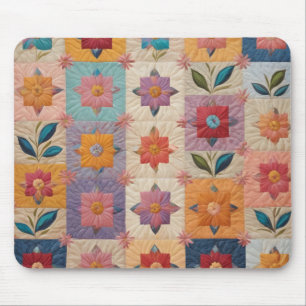 Floral quilt pattern mouse mat