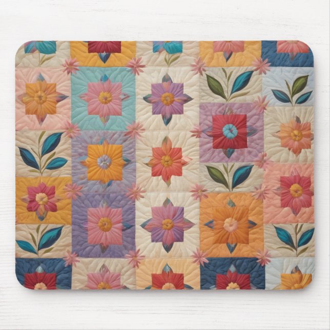 Floral quilt pattern mouse mat (Front)