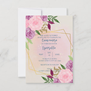 Floral Quinceañera, Birthday, Wedding, Baby Shower Invitation