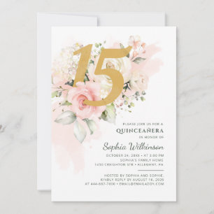 Floral Quinceanera Botanical 15th Birthday Invitation