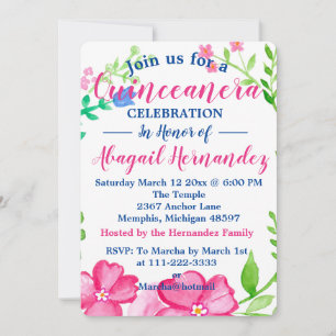 Floral Quinceanera Celebration Holiday Card