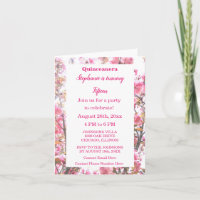 Floral Quinceanera Fifteenth Birthday Pink Cherry