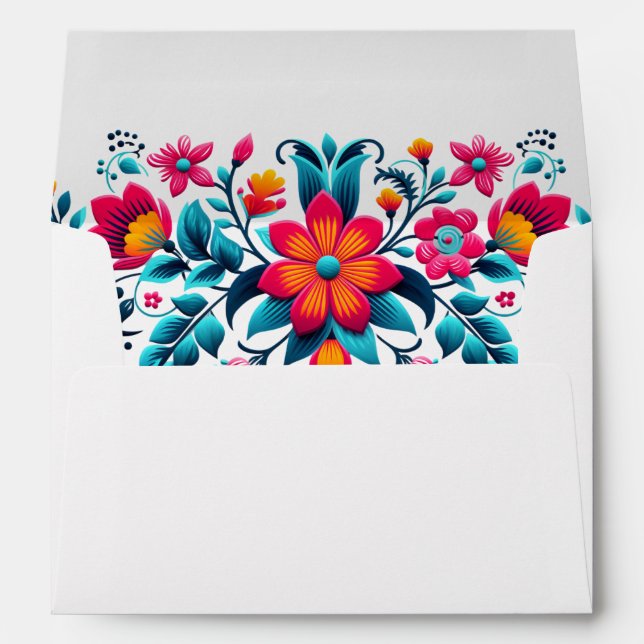 Floral Quinceanera Mexican Fiesta Birthday Envelop Envelope (Back (Bottom))