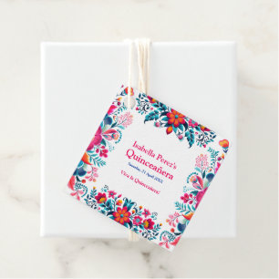 Floral Quinceanera Mexican Fiesta  Favour Tags