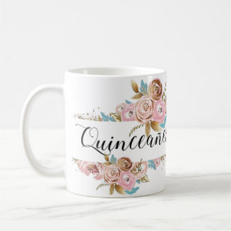 Floral Quinceañera mug elegant customise 