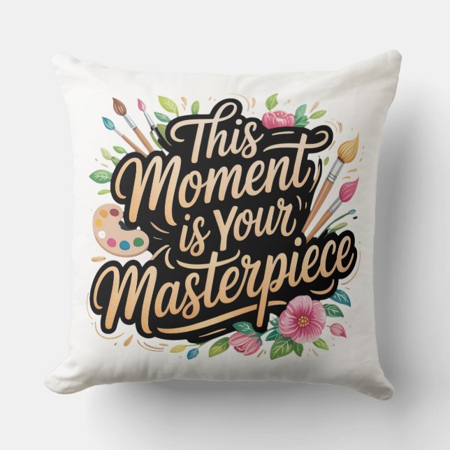 Floral Quote Design Throw Pillow (Front)