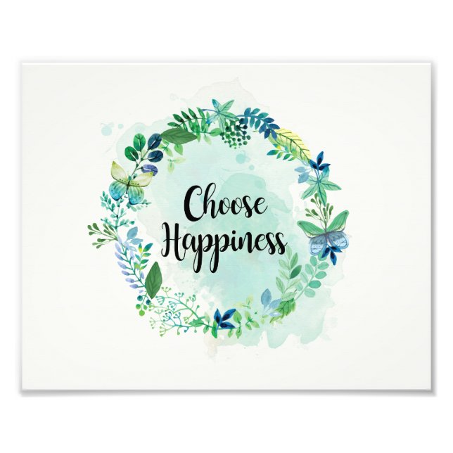 Floral Quote Print, Inspirational Quote Watercolor Photo Print (Front)