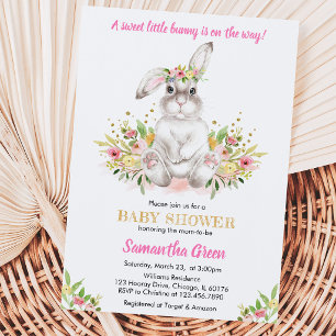 Floral Rabbit Baby Shower Invitation