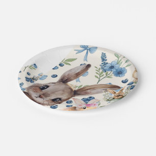 Floral Rabbit Paper Plate