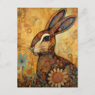 Floral Rabbit Postcard