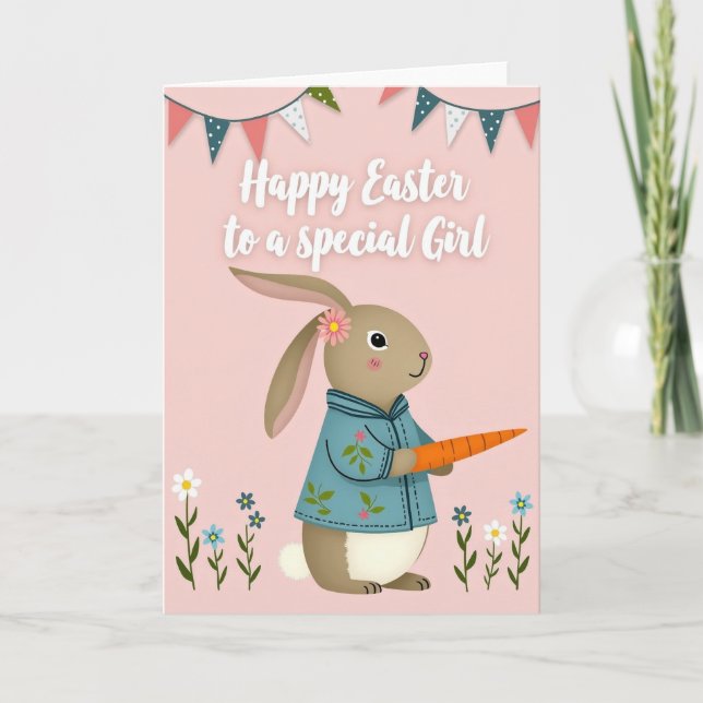 Floral Rabbit Springtime Season Card (Front)