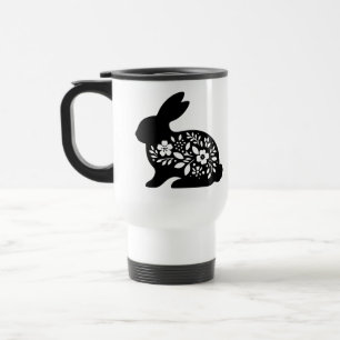 Floral Rabbit Stencil Mug – Cute Bunny Coffee