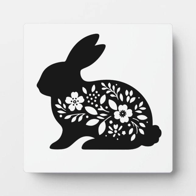 Floral Rabbit Stencil Mug – Cute Bunny Coffee  Plaque (Front)
