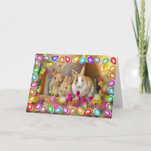 Floral Rabbits and Eggs Easter Card