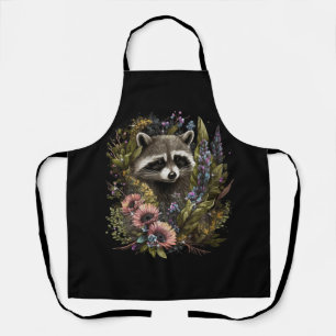 Floral Racoon Spring Nature Racoon Lovers Cottag Apron