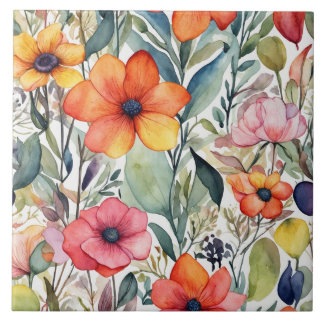 Floral Radiance: Vibrant Design Delights Tile