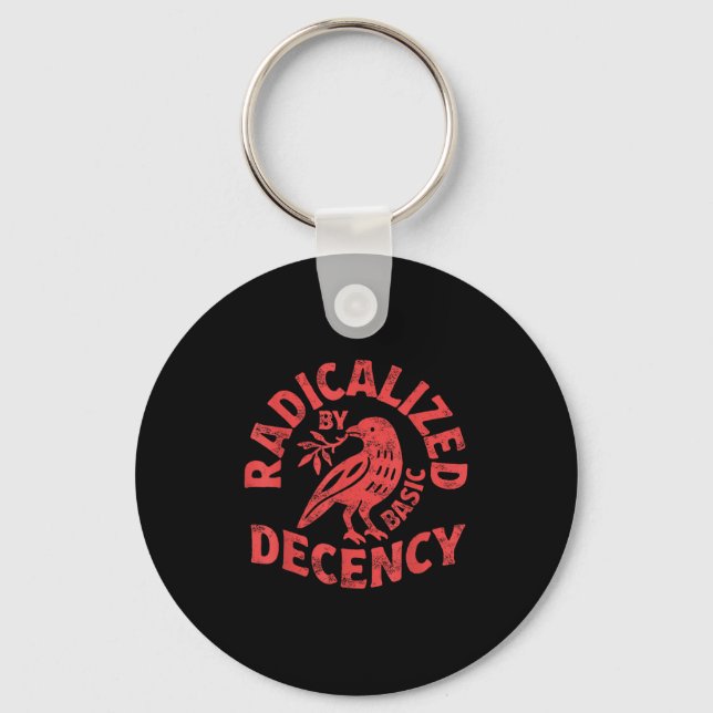 Floral Radicalised By Basic Decency Feminist Activ Key Ring (Front)