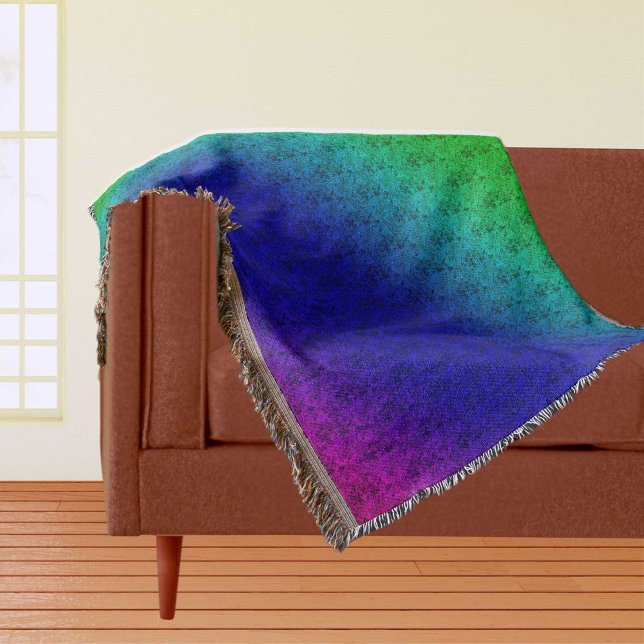 Floral Rainbow Blended Stripes Throw Blanket (Floral Rainbow Blended Stripes Throw Blanket)