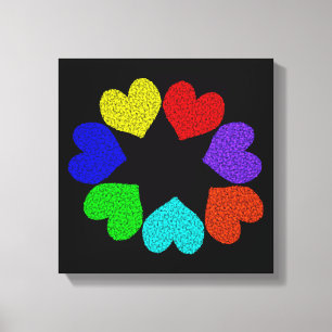 Floral Rainbow Love Hearts Canvas Print