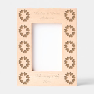Floral Rainbow Love Hearts Custom Wedding Etched Frames