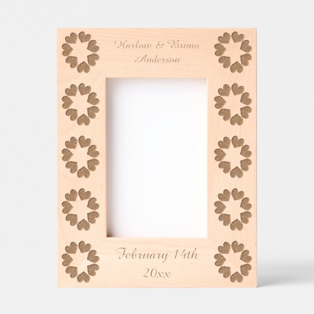 Floral Rainbow Love Hearts Custom Wedding Etched Frames (Front)