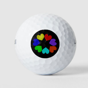 Floral Rainbow Love Hearts Golf Balls