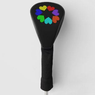 Floral Rainbow Love Hearts Golf Driver Cover