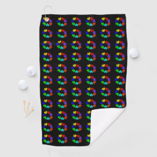Floral Rainbow Love Hearts Golf Towel
