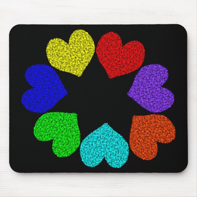 Floral Rainbow Love Hearts Mousepad (Front)
