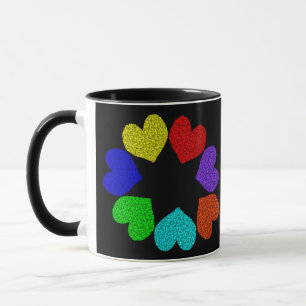 Floral Rainbow Love Hearts Mug