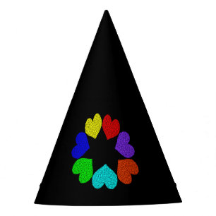 Floral Rainbow Love Hearts Party Hat