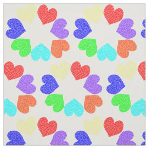Floral Rainbow Love Hearts patterned Fabric