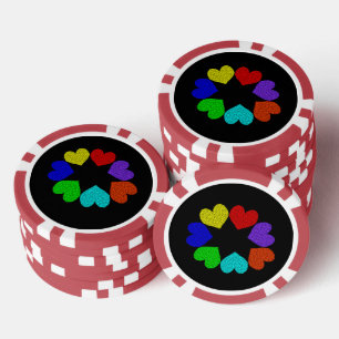 Floral Rainbow Love Hearts Poker Chips