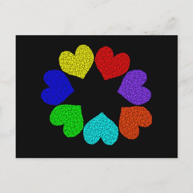 Floral Rainbow Love Hearts Postcard (Front)