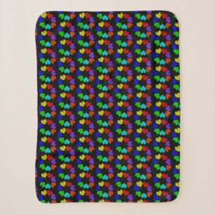 Floral Rainbow Love Hearts Sherpa Blanket