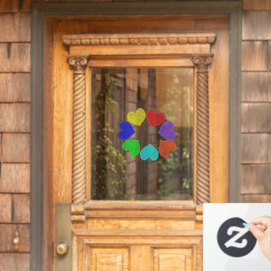 Floral Rainbow Love Hearts Window Cling