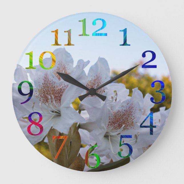Floral rainbow numbers large clock (Front)