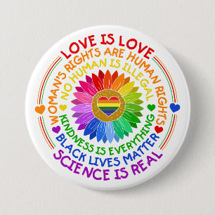 Floral Rainbow Political and Social Stand 7.5 Cm Round Badge