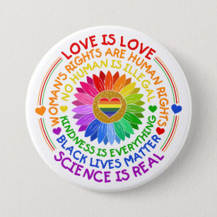 Floral Rainbow Political and Social Stand 7.5 Cm Round Badge