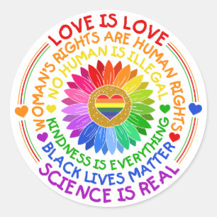 Floral Rainbow Political and Social Stand Classic Round Sticker