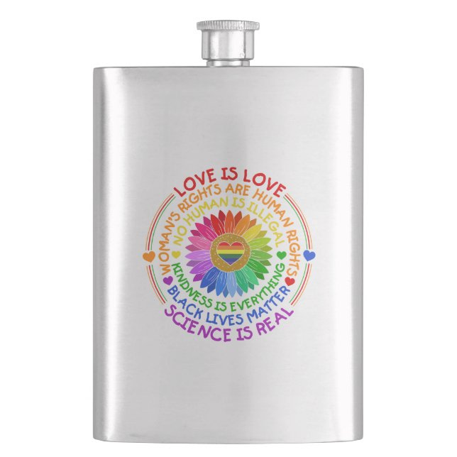 Floral Rainbow Political and Social Stand Flask (Front)